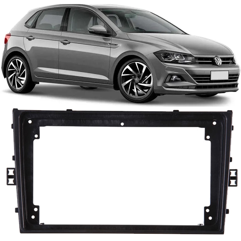 Moldura De Painel 2 Din 9" Polegadas Vw Novo Polo 2017 em Diante