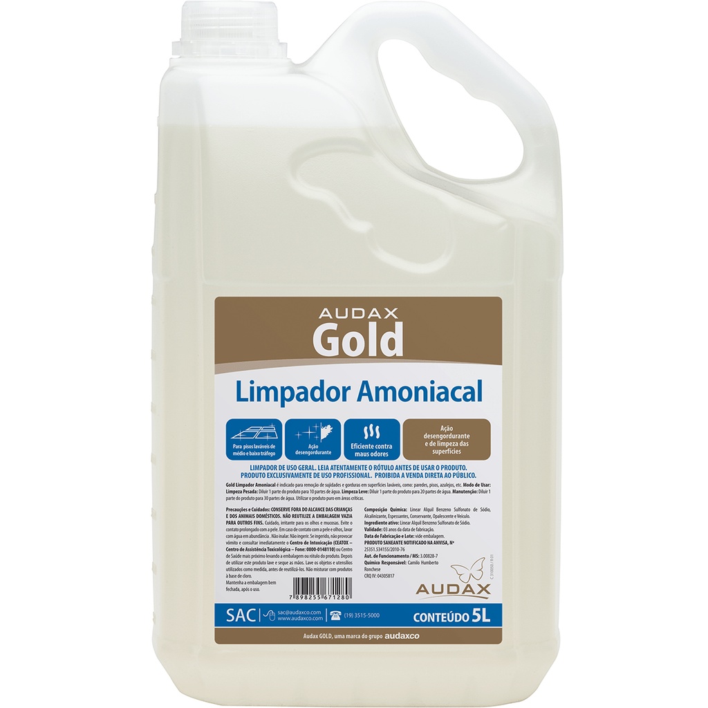 Limpador Amoniacal Audax Gold - 5L