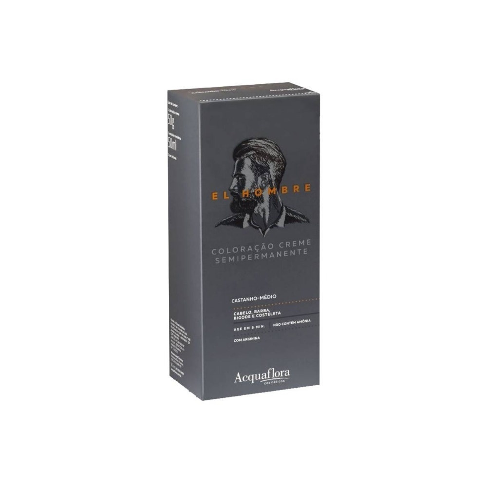 Kit Tintura Creme El Hombre Castanho Médio Semipermanente - Beauty