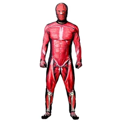 Fantasia Corpo Humano Adulto com Máscara e Luvas de Halloween