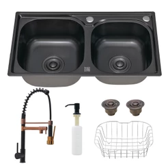 Kit Cuba Dupla Preta C/ Torneira Gourmet Rose Gold Preta