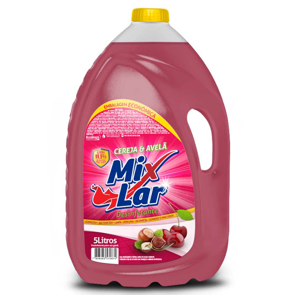 Desinfetante Cereja e Avelã Bactericida Mix Lar  - 5 Litros