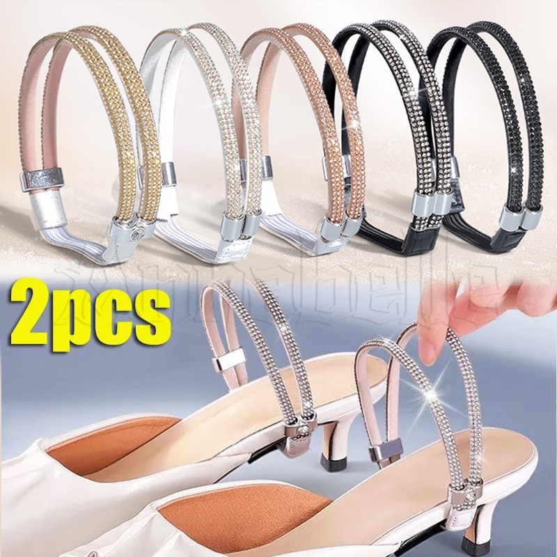 2Pcs Cinto Antiderrapante Ajustável Removível Para Sapatos/Sandálias Femininas De Salto Alto Rhinestone De Uso Duplo em Oferta na Shopee