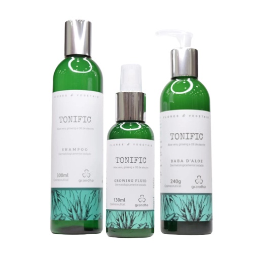 Grandha Kit Tonific Flores Vegetais Fortalece e Estimula o Crescimento Shampoo Tonico Condicionador