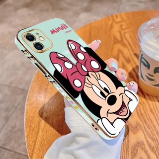 Para iPhone 11 Pro Max X XS XR Face Holding Minnie Luxury Plating TPU Capa Macia Protetora À Prova De Choque Câmeras