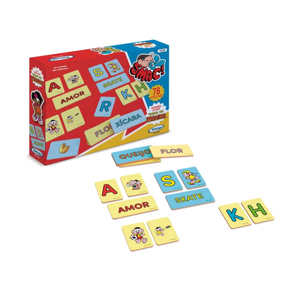 Jogo da Memória ABC Ilustrado Turma da Mônica 78 Peças Xalingo - 1039.8 - Hobbies & Collections