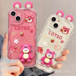 Capa Estereoscópica Lotso Ear Pink Transparente Compatível Para iPhone 15 Pro Max 14 13 12 11 78Plus Macia À Prova De Choque