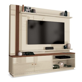 Estante Home Theater Para Tv Até 65 Polegadas 1,80m Royale Off White/Naturale em Oferta na Shopee
