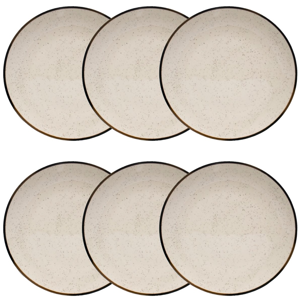 Jogo 6 Pratos Fundos Oxford Unni Brisa  20,5 cm em Cerâmica Decorada em Oferta na Shopee