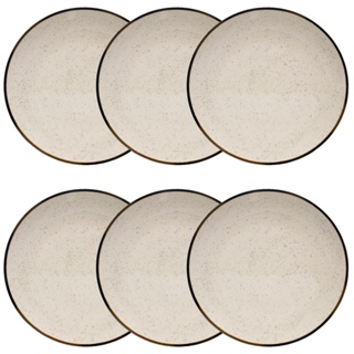 Jogo 6 Pratos Fundos Oxford Unni Brisa  20,5 cm em Cerâmica Decorada em Oferta na Shopee