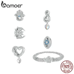 Bamoer 925 Sterling Sliver Charms Pendants Hand of Fatima Lotus Flower Eyes Collection Acessórios Para Pulseiras DIY