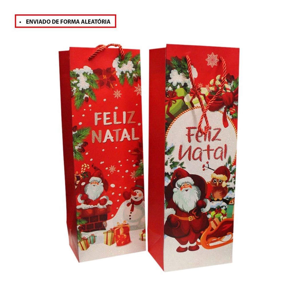 Sacola Natal Premium pra Vinho Presente Com Alça Resistente 36 cm em Oferta na Shopee