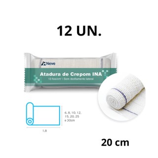 ATADURA DE CREPE 13 FIOS 20CMX1,8M INA NEVE - PACOTE COM 12 UNIDADES