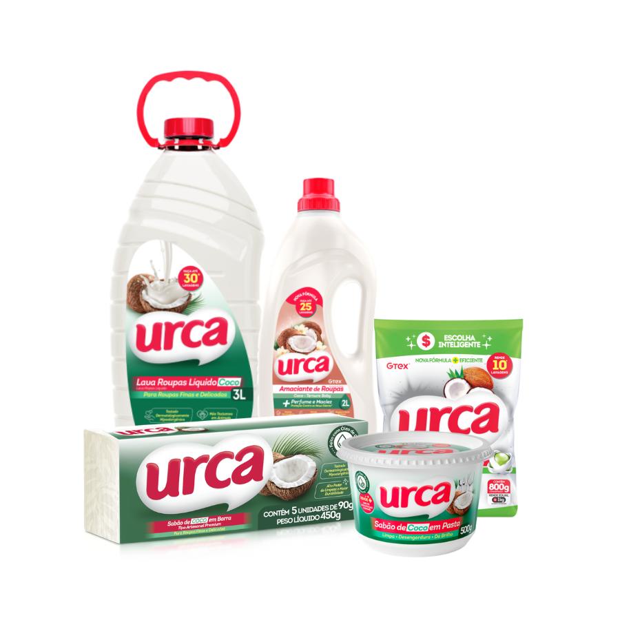 Kit Urca Coco Lava Roupas Liquido+Lava Roupas Pó Concentrado+Sabão em Pedra+Amaciante+Sabã...