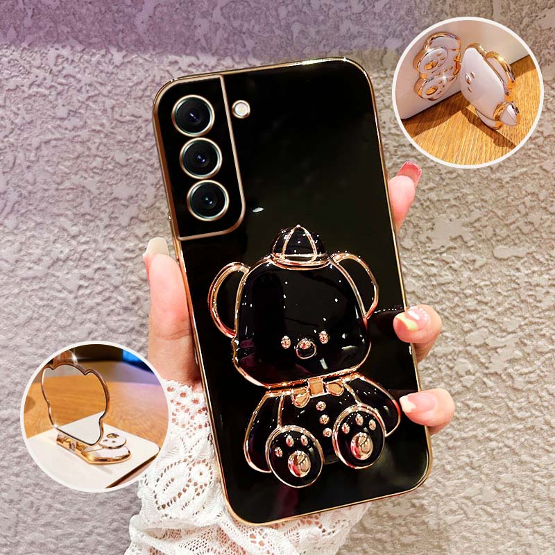 Capa De Telefone À Prova De Choque Para Samsung Galaxy S24 S25 Plus Ultra S24 FE S24 + S25 + Bonito 3D Hatted Baby Bear em Oferta na Shopee
