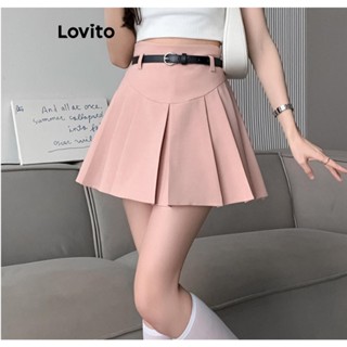 Lovito Saias Plissadas Lisas Casuais Para Mulheres LNA42215