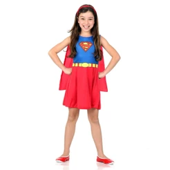 Fantasia Super Mulher Vestido Infantil Com Capa - Liga Da Justiça