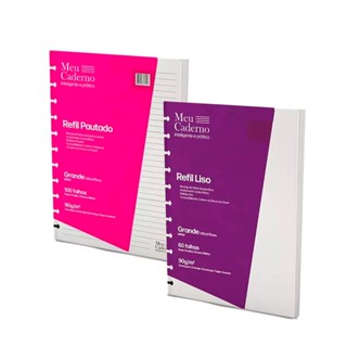 160 Folhas Refil Compativel Caderno Inteligente Liso e Pautado 11 Discos 200x275mm