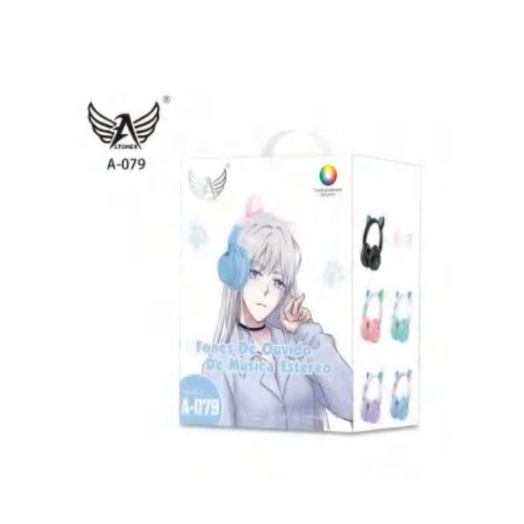 Fone de ouvido Headphone Bluetooth com luz de LED RGB de Gatinho ou orelha de gato - Ltomex