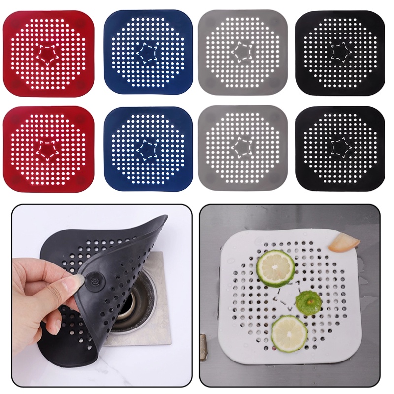 Afundamento Anti-Obstrução Tampa De Silicone Para Piso De Drenagem Filtro Quadrado Redondo De Cozinha Acessórios De Banheiro
