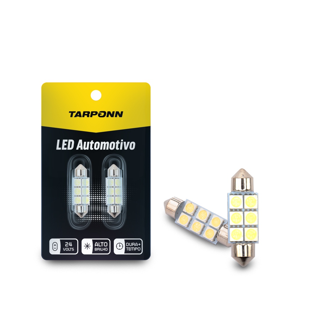 Lâmpada Tarponn LED Torpedo SJ-5050-6SMD-36MM 24v 6000k em Oferta na Shopee