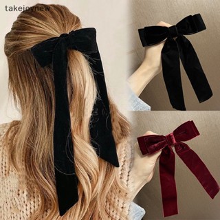 [takejoynewBR] Grampos De Cabelo Em Veludo Vintage Barrettes For Women Girls Wedding Long Ribbon Clip Coreano Hairgrip Acessórios Tbr