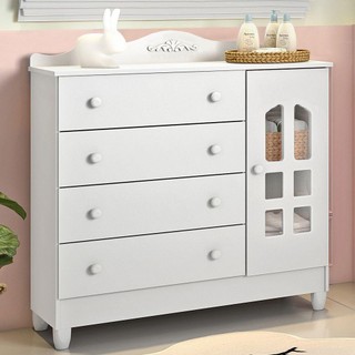 Cômoda Infantil 4 Gavetas com Porta Fraldário Provençal Lisa Branco Carolina Baby em Oferta na Shopee