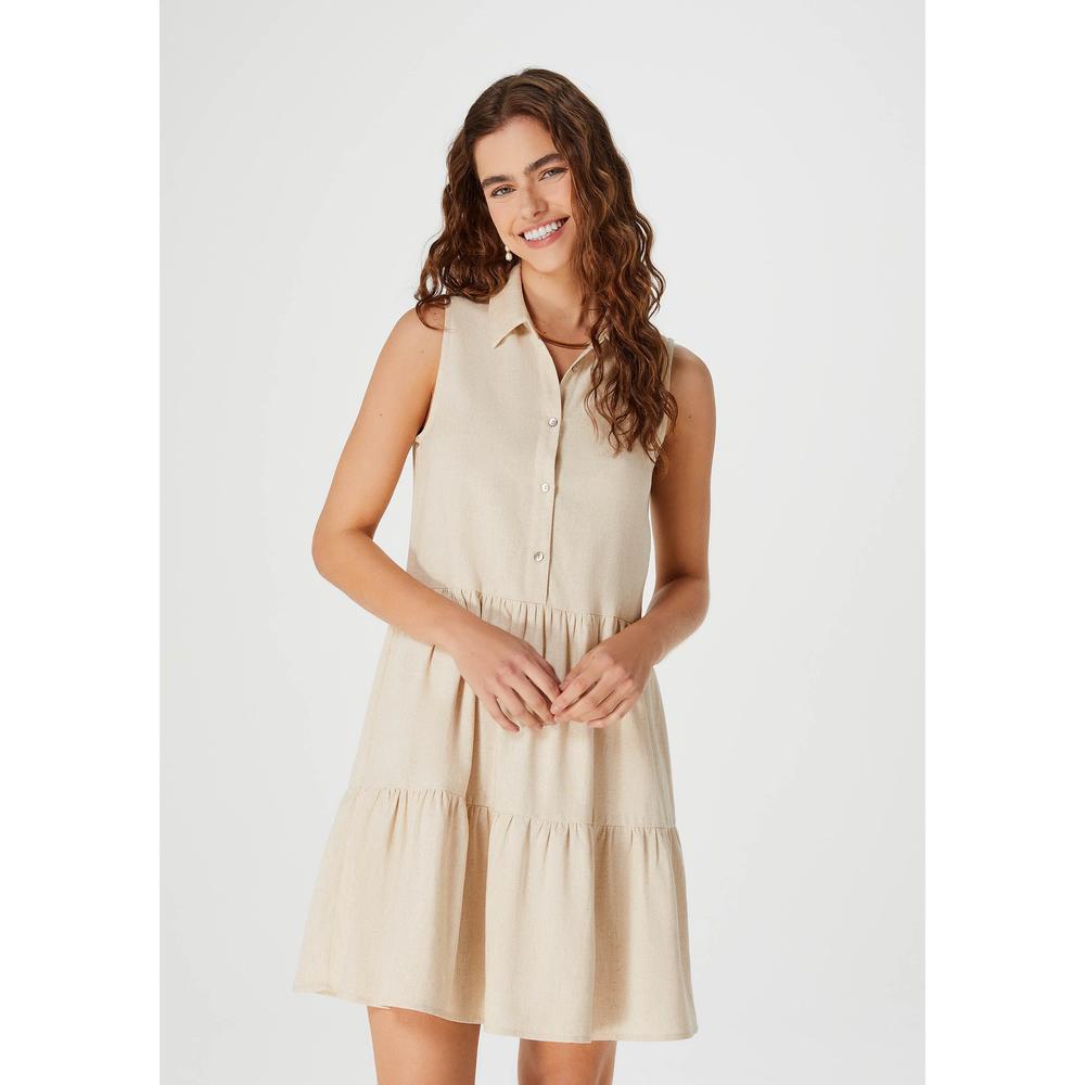 Vestido Curto Evasê Com Botões E Recortes Hering em Oferta na Shopee