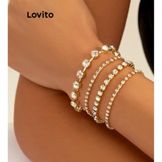 Lovito Pulseira Casual De Strass Liso Para Mulheres LCS05047