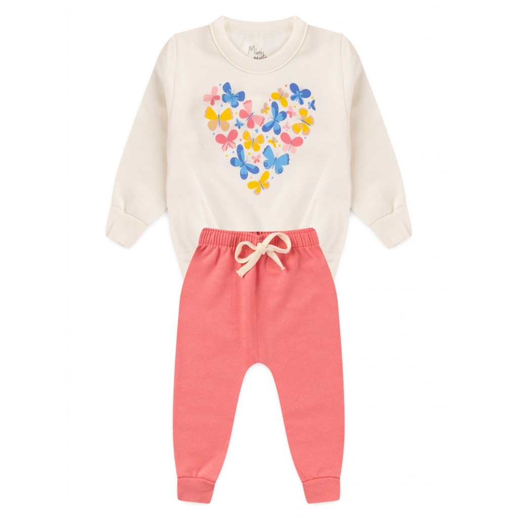 Conjunto Infantil Menina Moletom Peluciado Flowers