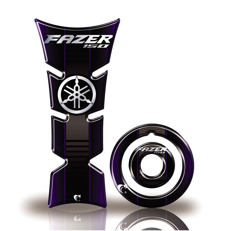 kit Adesivo Resinado Protetor Tanque E Bocal Moto Yamaha Fazer 150 Diapazão Azul