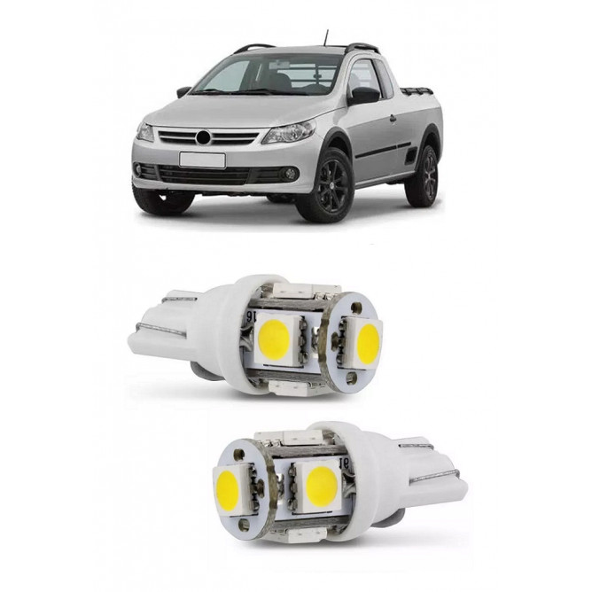 Par Lampada Pingo T10 5 LED Torre Saveiro G4 G5 G6 Farol Teto Placa