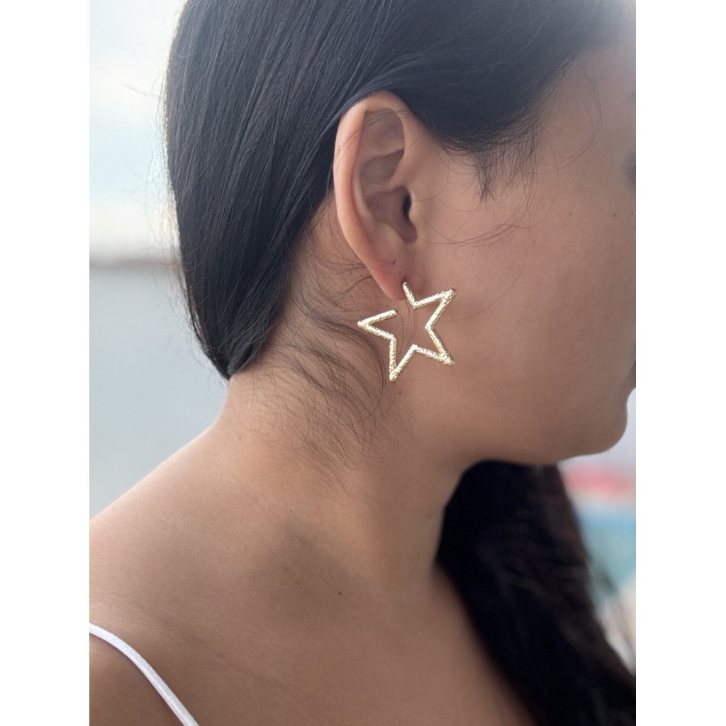 Brinco argola estrela do mar folheado a ouro 18k ou prata carnaval 2025 acessório feminino de verão summer