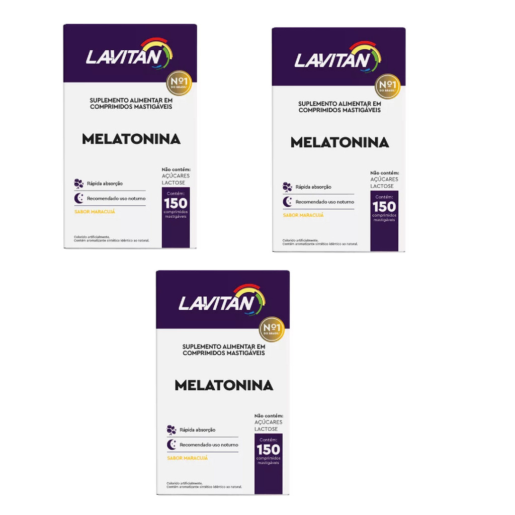 Kit 03 Lavitan Melatonina Sabor Maracujá 150 Cpr - Cimed