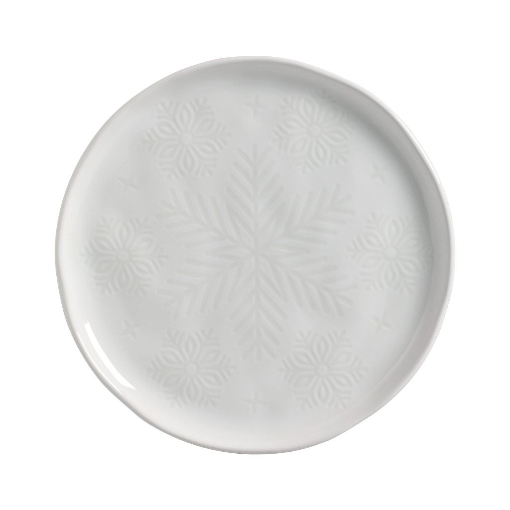Prato Raso Snow Flake 28cm Natal Cerâmica Scalla