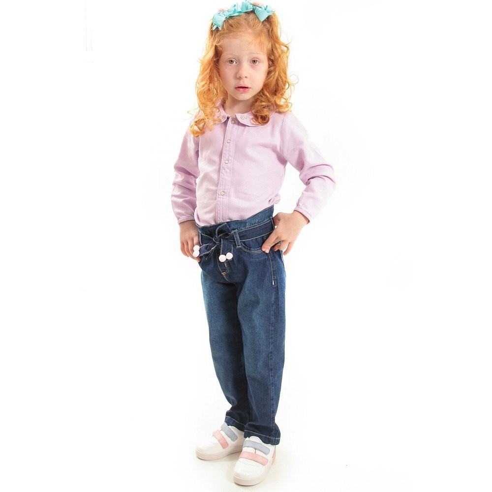 Calça Jeans Infantil Feminina Reta Clochard