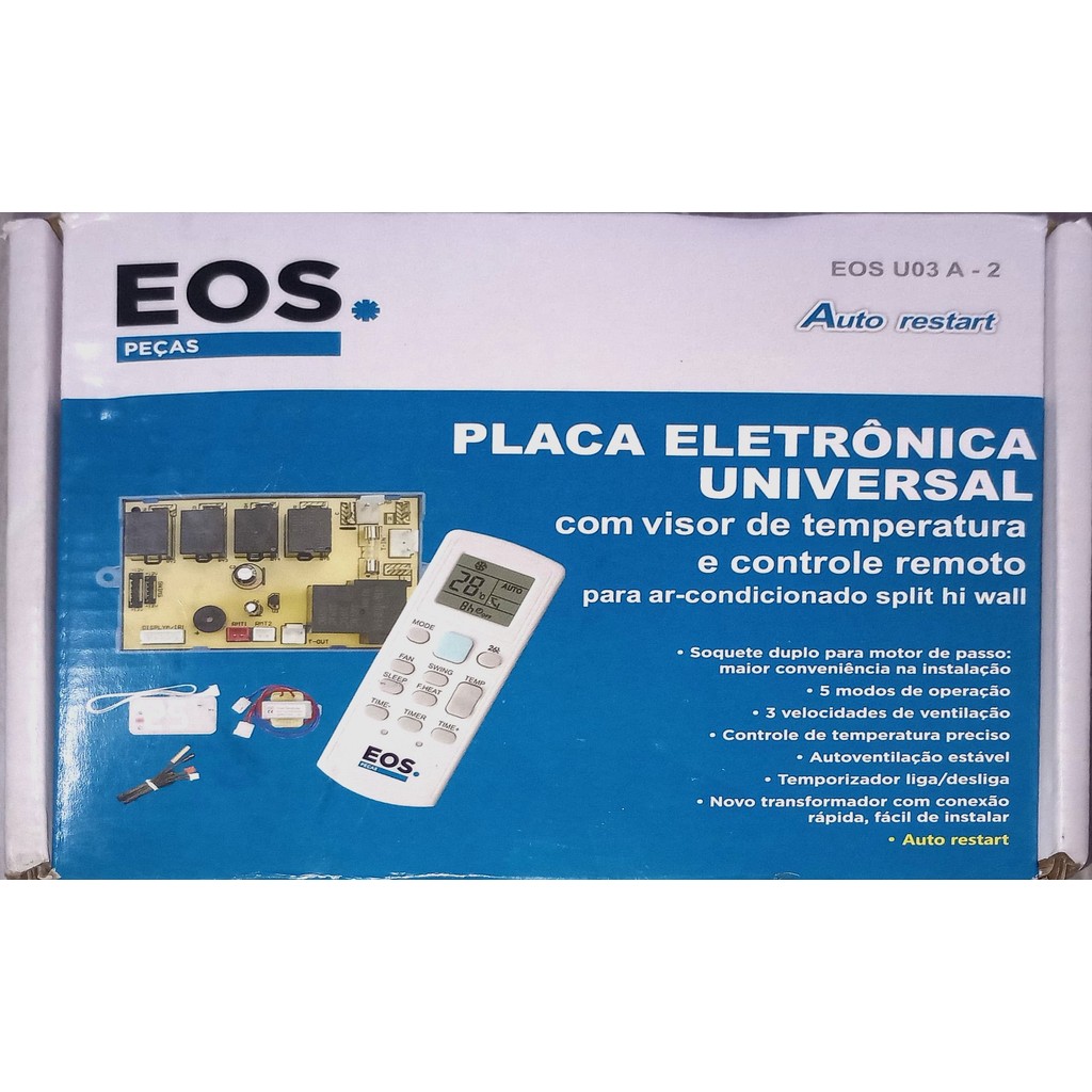 KIT PLACA UNIVERSAL COM VISOR PARA AR CONDICIONADO SPLIT 7.000 a 60.000 BTUs (220V)