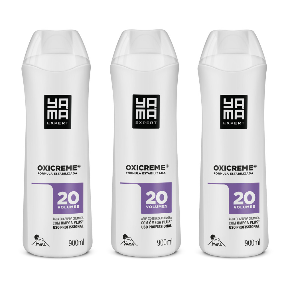 Kit Com 3 Água Oxigenada Cremosa Yamá 20 vol - 900ml