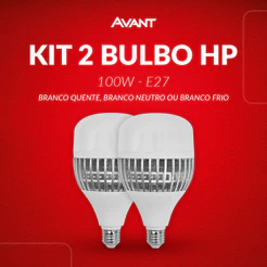 Kit 2 Lampadas Led Bulbo Hp 100w 3000k, 4000k ou 6500k E27 110v/220v Bivolt Cod: 789811372-123 Avant