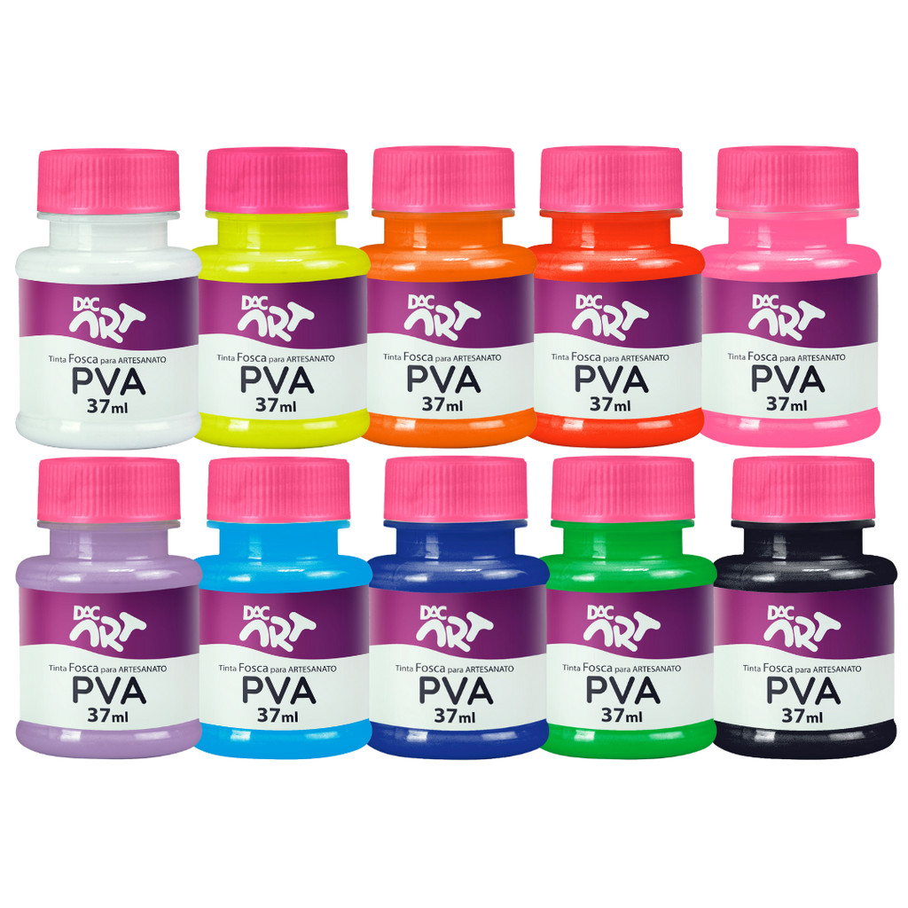 Kit 10 Tinta Pva Fosca Artesanato 37ml DAC em Oferta na Shopee