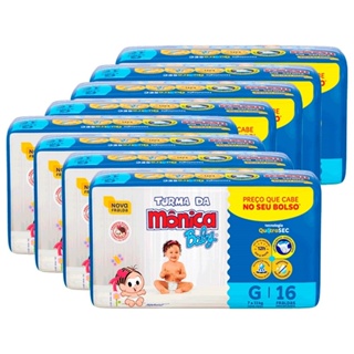 Fralda Descartável Turma da Mônica Jumbinho Tamanho G - 8 Pacotes com 16 Fraldas - Total 128 Tiras em Oferta na Shopee