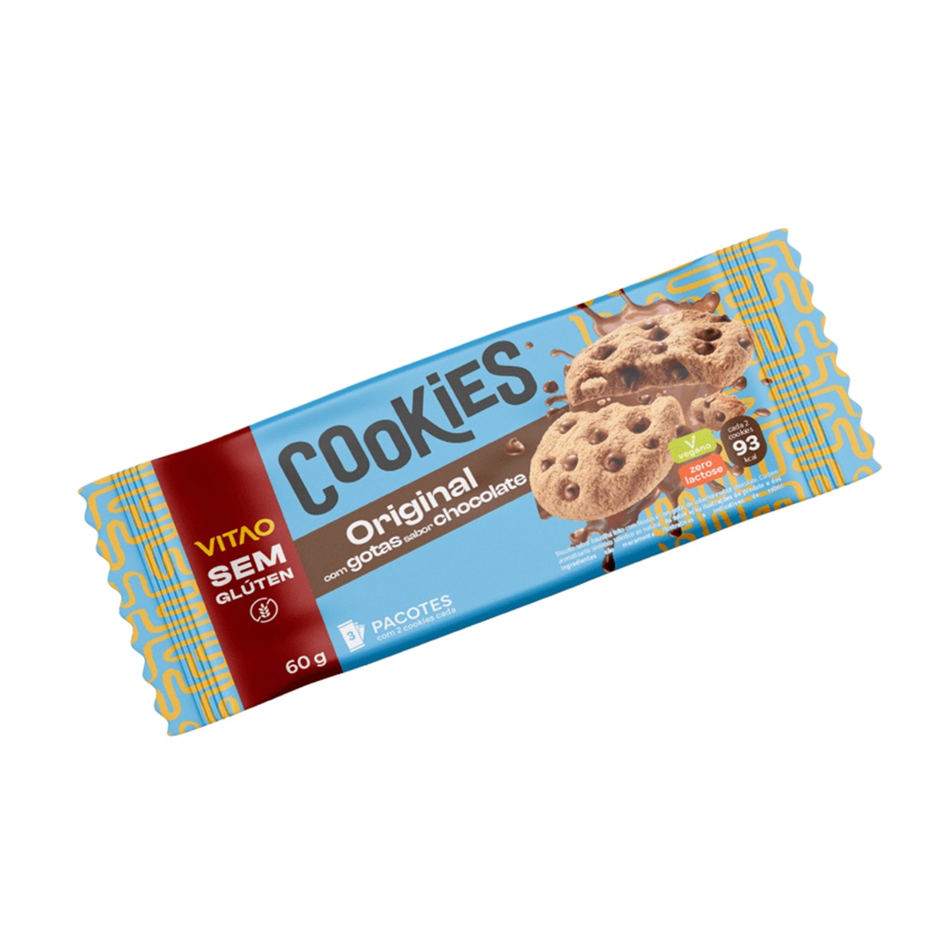 Cookies Sem Glúten Tradicional com Gotas de Chocolate 60g - Vitao em Oferta na Shopee