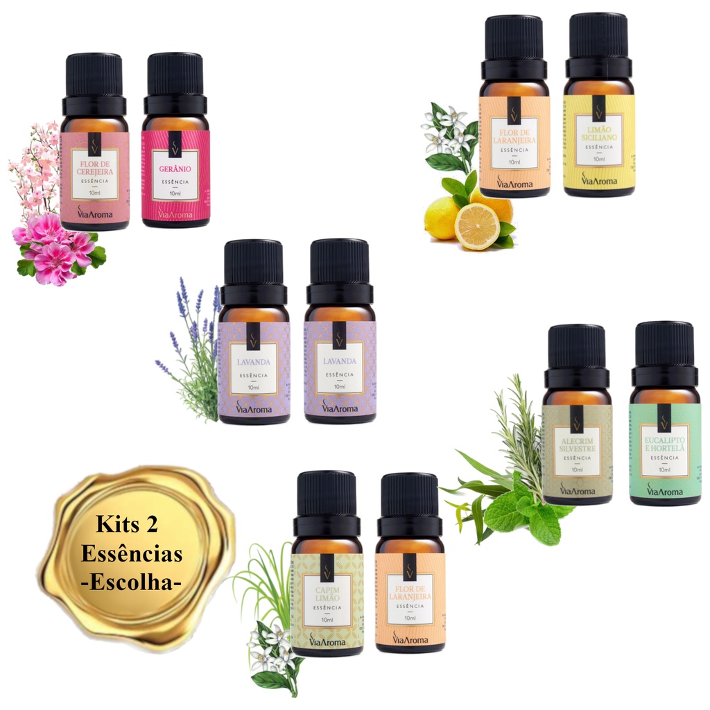 Kit 2 Essências Via Aroma para Difusor Aromatizador -escolha Os Seus Aromas - Essencia Defusor Perfume Aromatização Ambiente Esencia