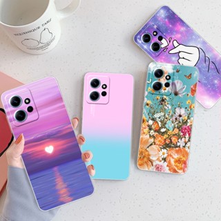 Redmi Note 12 4G Capa De Silicone TPU Macia Para Xiaomi Note12 2023 Traseira Padrão De Borboleta De Gato Da Moda Do Pára-Choque Transparente