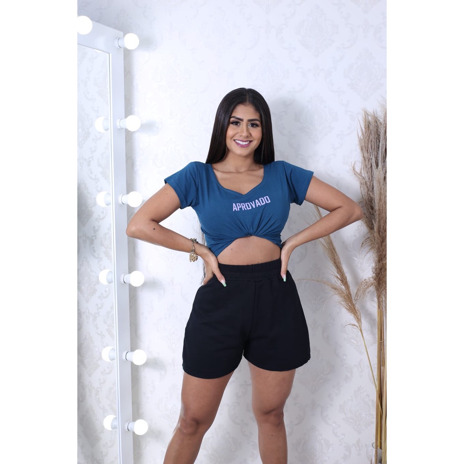 Shorts Moletom Feminino - Vermelho/Azul/Preto/Rosa/Cinza/Lilas/verde limao - Verão Frio Moleton Festa Promoção/Oferta
