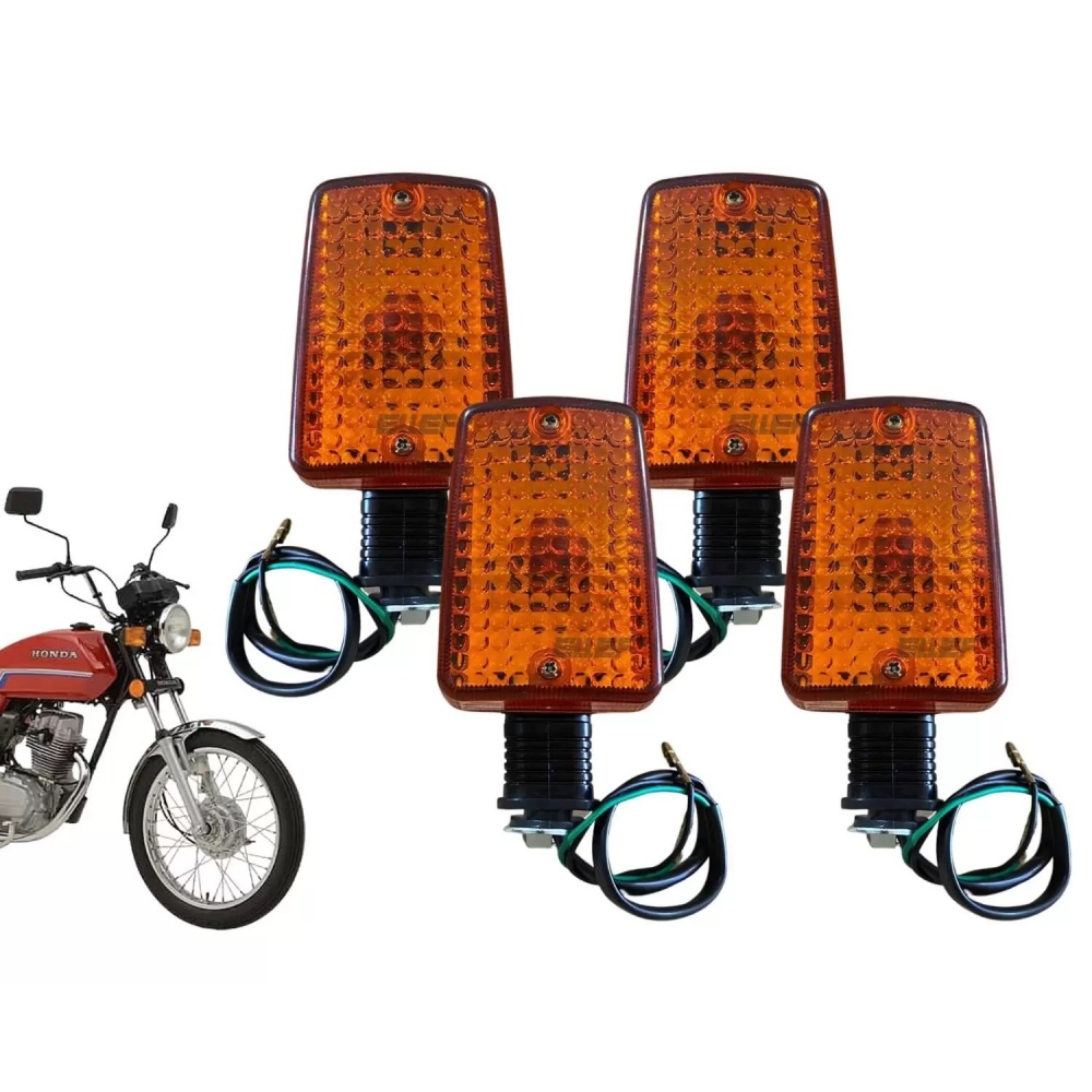 Pisca Seta Moto Ml 125 Turuna 125 Titan 125 95 96 97 98 99 Cg 125 83/88 Jogo C/ 4 Piscas Modelo Original Lente Âmbar