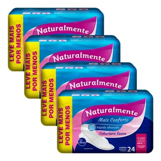 Kit 4 Absorventes Naturalmente Gel Mais com Abas Leve 24 Pague 18