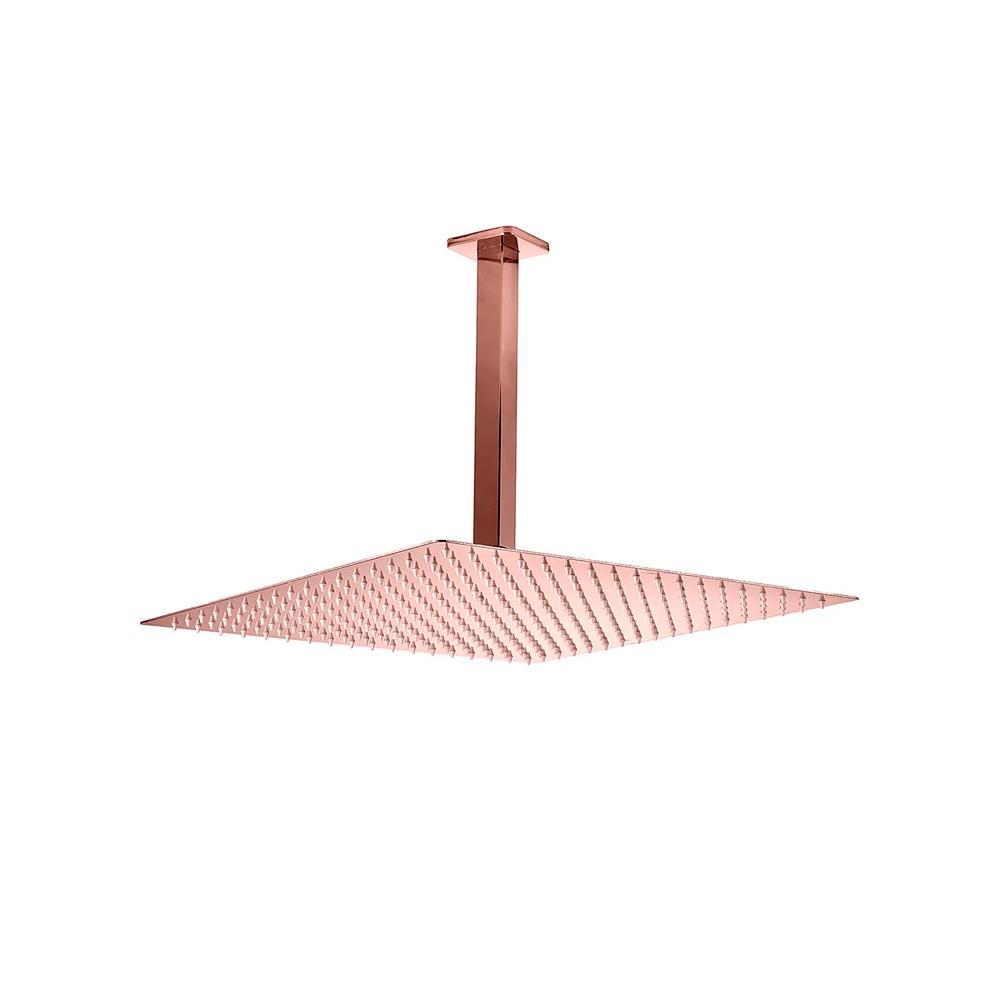 Chuveiro teto inox 304 Slim 40 cm + braço 25 cm Mundaú - Dourado Rose