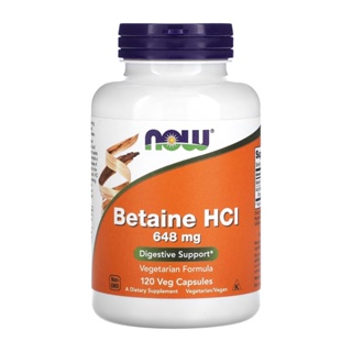 Betaína Hcl 648mg Now Foods Betaine Hcl 120 Veg Caps em Oferta na Shopee