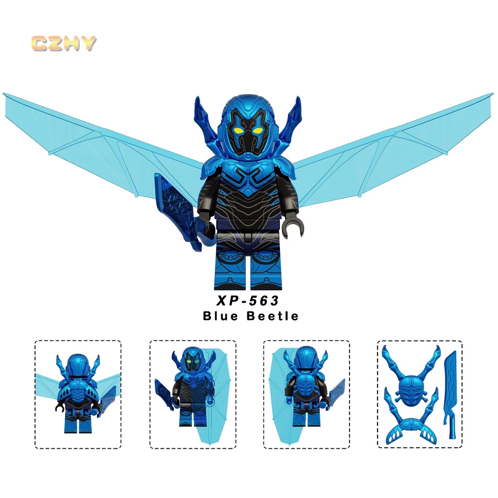 DC Super Heroes Mystery Men Comics Blue Beetle Personagem Tijolos Bloco De Construção Figura Plástico Coletar Brinquedo